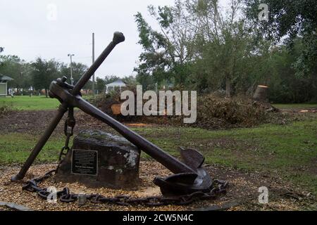 Uragano Sally Damage al Centennial Park nel centro di Foley, Alabama. Foto Stock