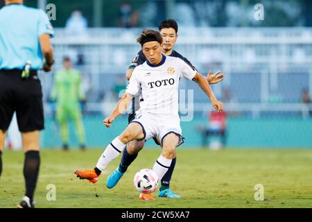 Ajinomoto Field Nishigaoka, Tokyo, Giappone. 27 Settembre 2020. Shuto Machino (Giravanz), 27 SETTEMBRE 2020 - Calcio/Calcio : 2020 J2 Lega match tra Tokyo Verdy 1-0 Giravanz Kitakyushu at Ajinomoto Field Nishigaoka, Tokyo, Giappone. Credit: Naoki Morita/AFLO SPORT/Alamy Live News Foto Stock