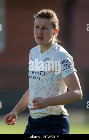 LOUGHBOROUGH, INGHILTERRA. 27 SETTEMBRE 2020 Ellen White of Manchester City Women durante la partita della Vitality Women's fa Cup tra Leicester City e Manchester City al Farley Way Stadium di Quorn, Loughborough, domenica 27 settembre 2020. (Credit: Leila Coker | MI News) Credit: MI News & Sport /Alamy Live News Foto Stock