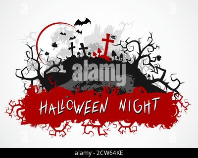 Immagine di Halloween grunge vettoriale con caratteri disegnati a mano. Illustrazione Vettoriale