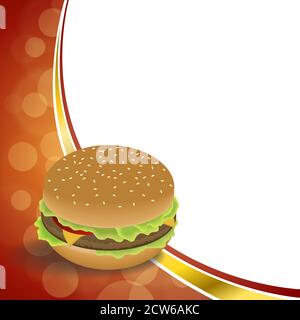 Sfondo astratto cibo hamburger rosso arancio frame illustrazione vettore Illustrazione Vettoriale