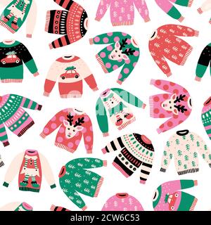 Brutto Natale maglioni senza cuciture motivo vettoriale sfondo Illustrazione Vettoriale