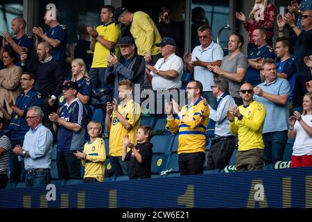 Broendby, Danimarca. 27 Settembre 2020. I fan di Broendby SE visti negli stand al 3F Superliga match tra Broendby IF e AC Horsens al Broendby Stadion di Broendby. (Photo Credit: Gonzales Photo/Alamy Live News Foto Stock