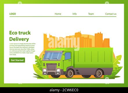 Modello pagina di destinazione. Pagina Web. Modello di sito Web. Veicolo ecocompatibile. Illustrazione Vettoriale