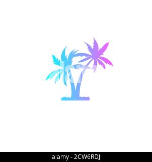 Due palme da cocco icona. Simbolo dell'agenzia di viaggi Illustrazione Vettoriale