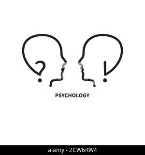 Logo di empatia, intelligenza emotiva. Due profili Illustrazione Vettoriale