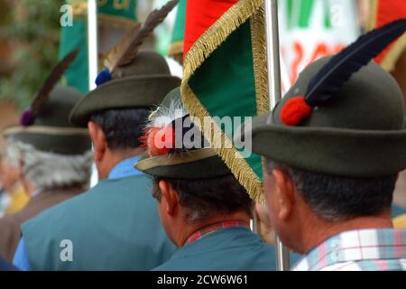 Castelnuovo don Bosco, Piemonte/Italia -04/07/2019- 90° raduno di Alpini, il corpo di fanteria della guerra di montagna dell'esercito italiano. Foto Stock