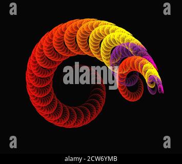 astratto sfondo frattale a spirale rossa sul nero Foto Stock