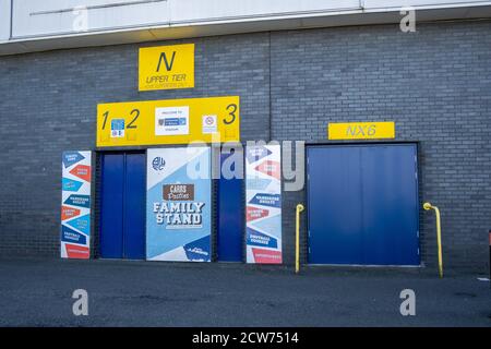 Ingresso ai tornelli all'University of Bolton Stadium nel Lancashire di luglio 2020 Foto Stock