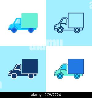 Icona del carrello impostata in stile piatto e lineare Illustrazione Vettoriale