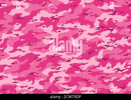 Moderno motivo a camouflage rosa senza cuciture. Immagine di sfondo vettoriale camo per web, banner, sfondo o disegno di superficie Illustrazione Vettoriale