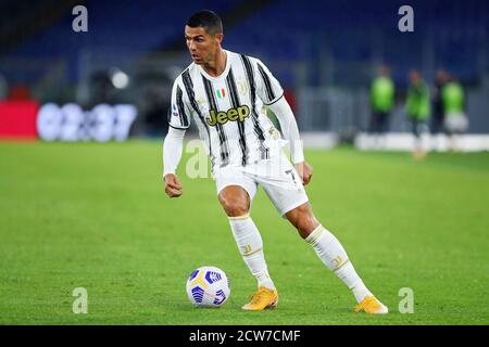 Cristiano Ronaldo della Juventus in azione durante il campionato italiano Serie UNA partita di calcio tra ROMA E Juventus FC il 27 settembre 2020 A. Foto Stock