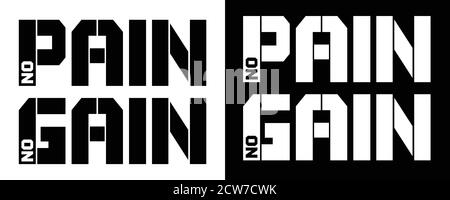 No Pain No Gain tipografia. Set di 2 concetto di preventivo motivazione allenamento palestra. Segno di ispirazione Sport Fitness. Illustrazione vettoriale Illustrazione Vettoriale