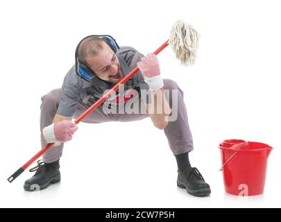 Janitor di roccia dura isolato Foto Stock