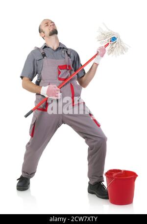 Janitor di roccia dura isolato Foto Stock