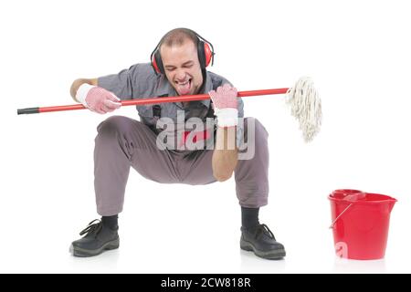 Janitor di roccia dura isolato Foto Stock