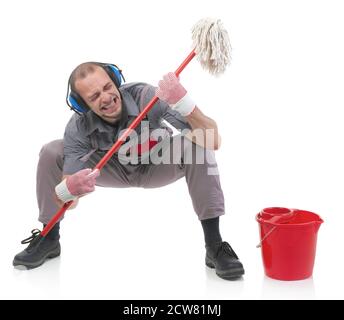 Janitor di roccia dura isolato Foto Stock