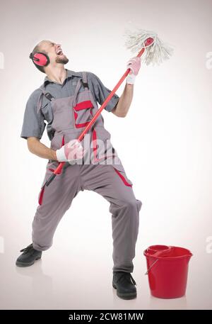 Janitor di roccia dura isolato Foto Stock