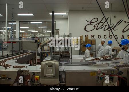 Las Vegas, US - Nov 2019: Vista interna della famosa fabbrica di cioccolato Ethel M a Las Vegas, Henderson. Foto Stock