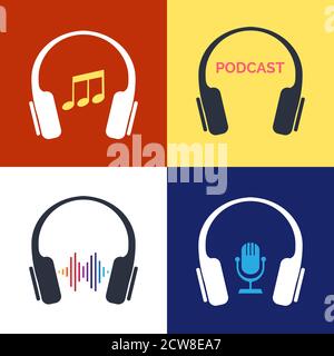 Concetti audio delle cuffie Illustrazione Vettoriale