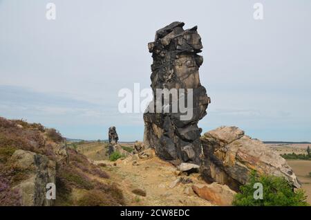 Vista al muro dei diavoli Weddersleben germania Foto Stock