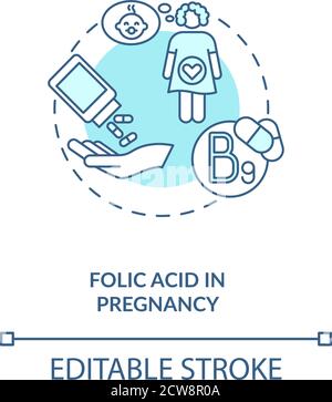 Icona del concetto di acido folico in gravidanza Illustrazione Vettoriale