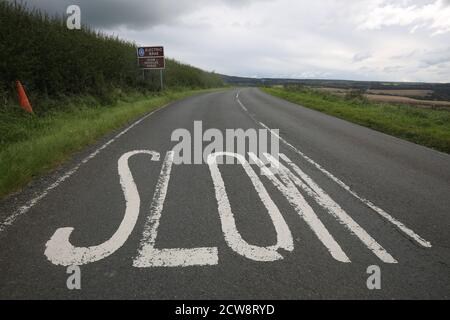 Electric Brae, Croy, A719, nr Dunure, Ayrshire, Scozia, Regno Unito l'Electric Brae è una collina di gravità nell'Ayrshire, Scozia, Foto Stock