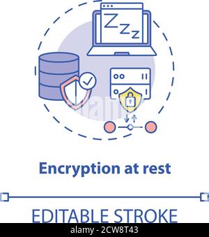 Icona del concetto di crittografia a riposo Illustrazione Vettoriale