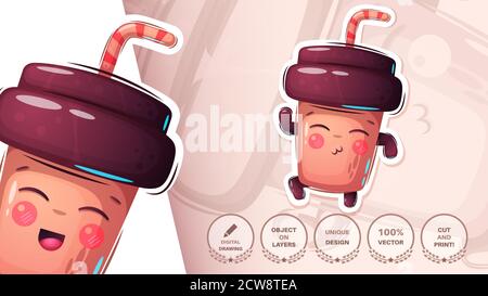 Divertente illustrazione della danza - adesivo carino Illustrazione Vettoriale