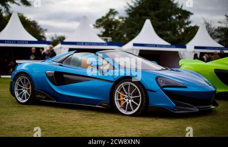 McLaren 600LT in mostra al Salon Privé 2020 tenuto al Blenheim Palace, Oxfordshire Foto Stock