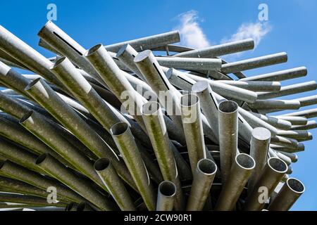 The Singing Ringing Tree Panopticon sulle colline Pennine vicino Burnley Lancashire. Foto Stock