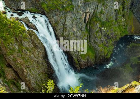 Voringfossen, Norvegia, la più grande cascata del paese, panorama Foto Stock