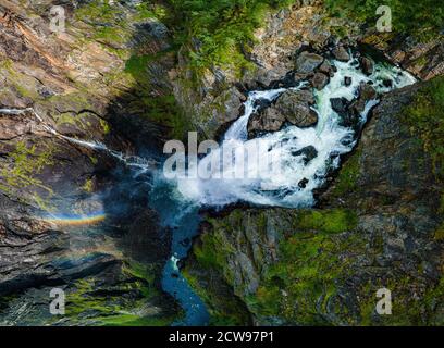 Voringfossen, Norvegia, la più grande cascata del paese, panorama Foto Stock