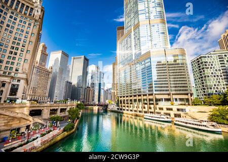 Trump International Hotel and Tower a Chicago vista estiva Foto Stock