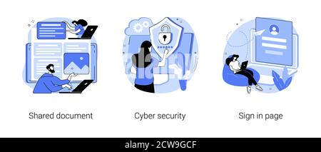 Illustrazioni vettoriali astratte di accesso ai servizi cloud. Illustrazione Vettoriale