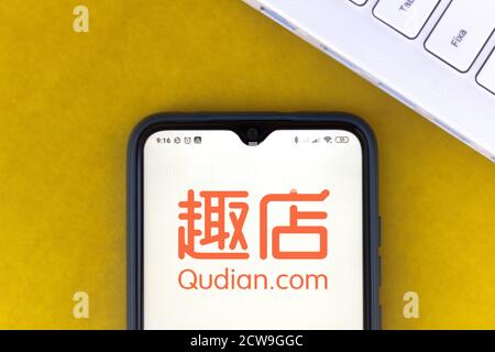 Brasile. 22 Giugno 2020. In questa illustrazione fotografica viene visualizzato il logo Qudian sullo smartphone. Credit: Rafael Henrique/SOPA Images/ZUMA Wire/Alamy Live News Foto Stock