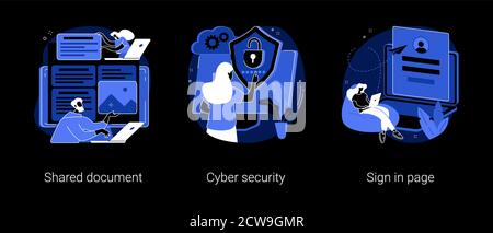 Illustrazioni vettoriali astratte di accesso ai servizi cloud. Illustrazione Vettoriale