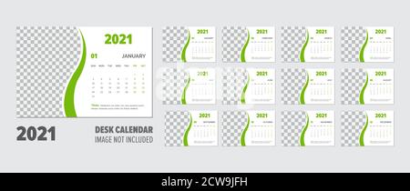 Modello vettoriale di progettazione Creative 2021 Desk Calendar Illustrazione Vettoriale