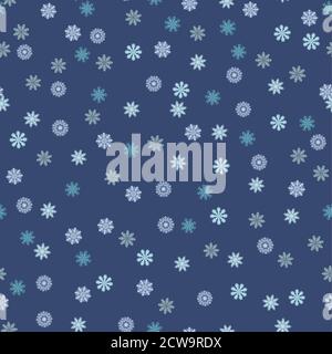 Motivo senza cuciture con simpatici fiocchi di neve originali. Illustrazione Vettoriale