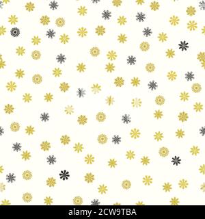 Motivo senza cuciture con simpatici fiocchi di neve dorati originali. Illustrazione Vettoriale