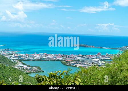 L'isola caraibica di St.maarten / st.martin paesaggio urbano Foto Stock