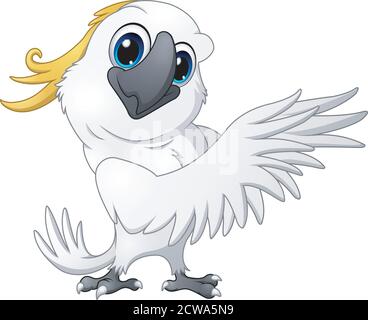 Illustrazione vettoriale di carino pappagallo cockatoo cartoon posa Illustrazione Vettoriale
