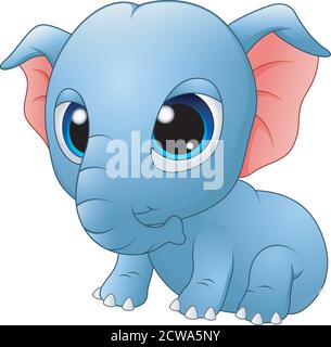 Illustrazione vettoriale di cute bambino elefante seduto Illustrazione Vettoriale