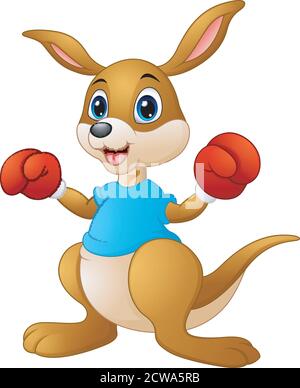 Illustrazione cartoon di kangaroo boxing Illustrazione Vettoriale