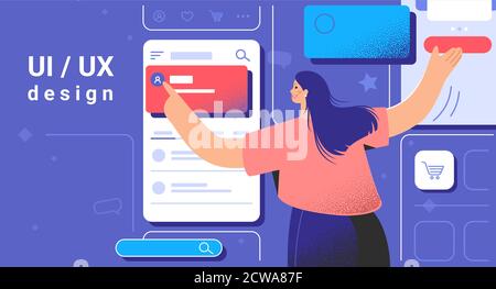 Processo creativo di graphic designer o sviluppatore web Illustrazione Vettoriale