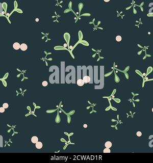 mistletoe scuro natale modello vettoriale senza giunture Illustrazione Vettoriale