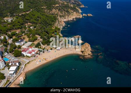 Veduta aerea di Tossa de Mar sulla Costa Brava in Catalogna, Spagna Foto Stock