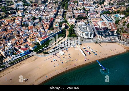 Veduta aerea di Tossa de Mar sulla Costa Brava in Catalogna, Spagna Foto Stock