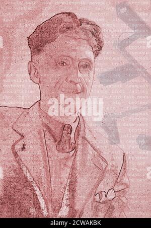 George Orwell, (Eric Arthur Blair 1903 – 1950). Romanziere, saggista, giornalista e critico inglese. Foto Stock