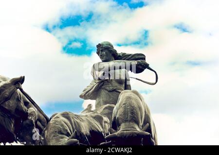 Copenhagen, Danimarca - Fontana di Gefion situata nella zona di Nordre Toldbod, vicino a Kastellet, 1897 Foto Stock
